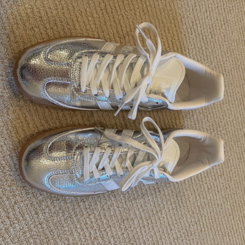 Silver Adidas Sambas Sneakers size 9 NEW